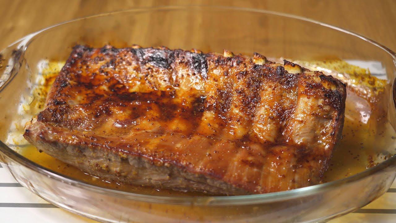 receta costillas al horno con miel y mostaza