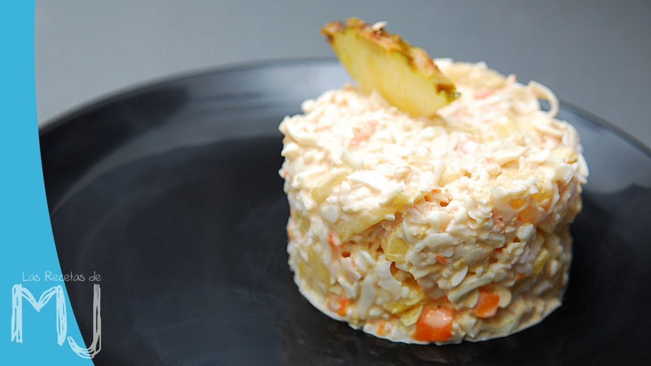 Ensalada de gambas y palitos de cangrejo