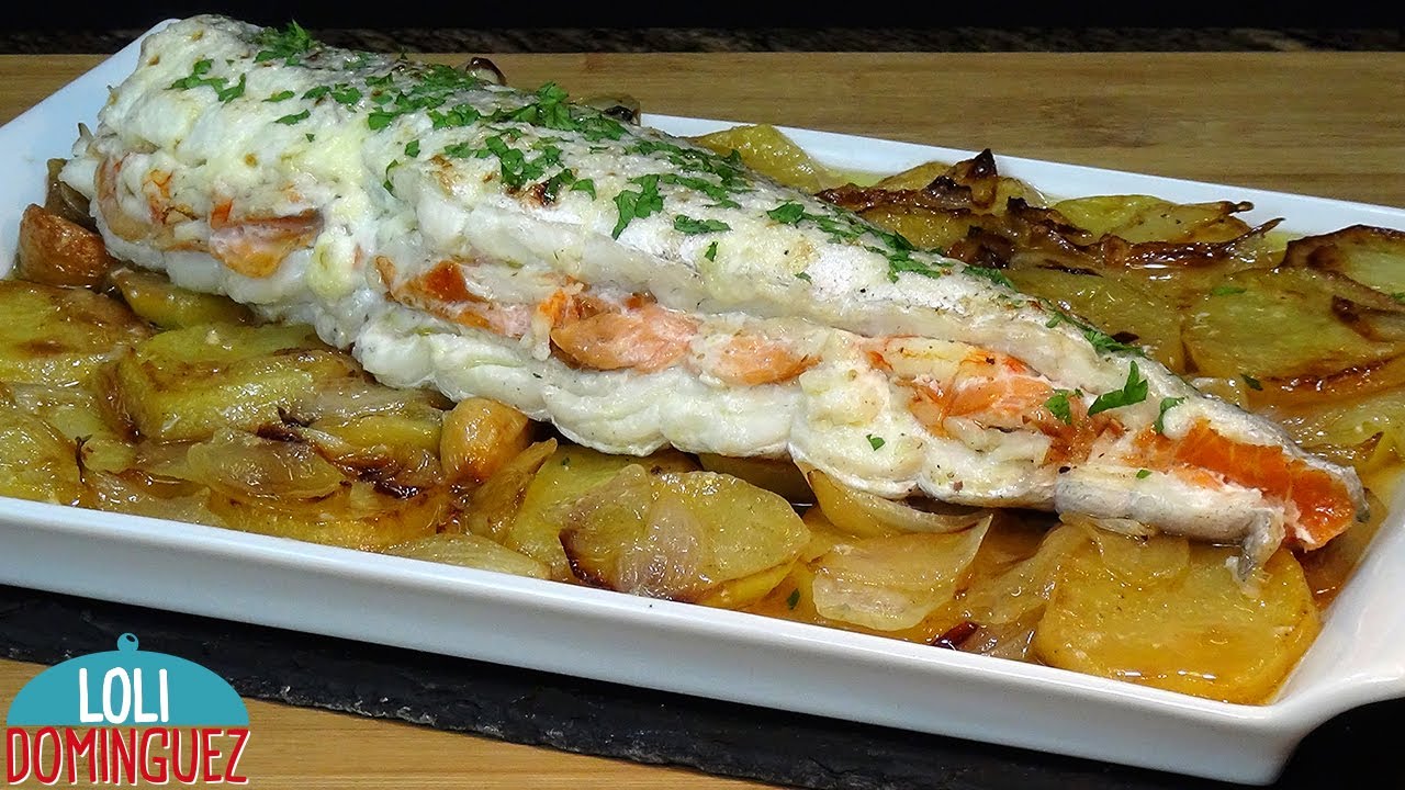 Merluza rellena de marisco horneada