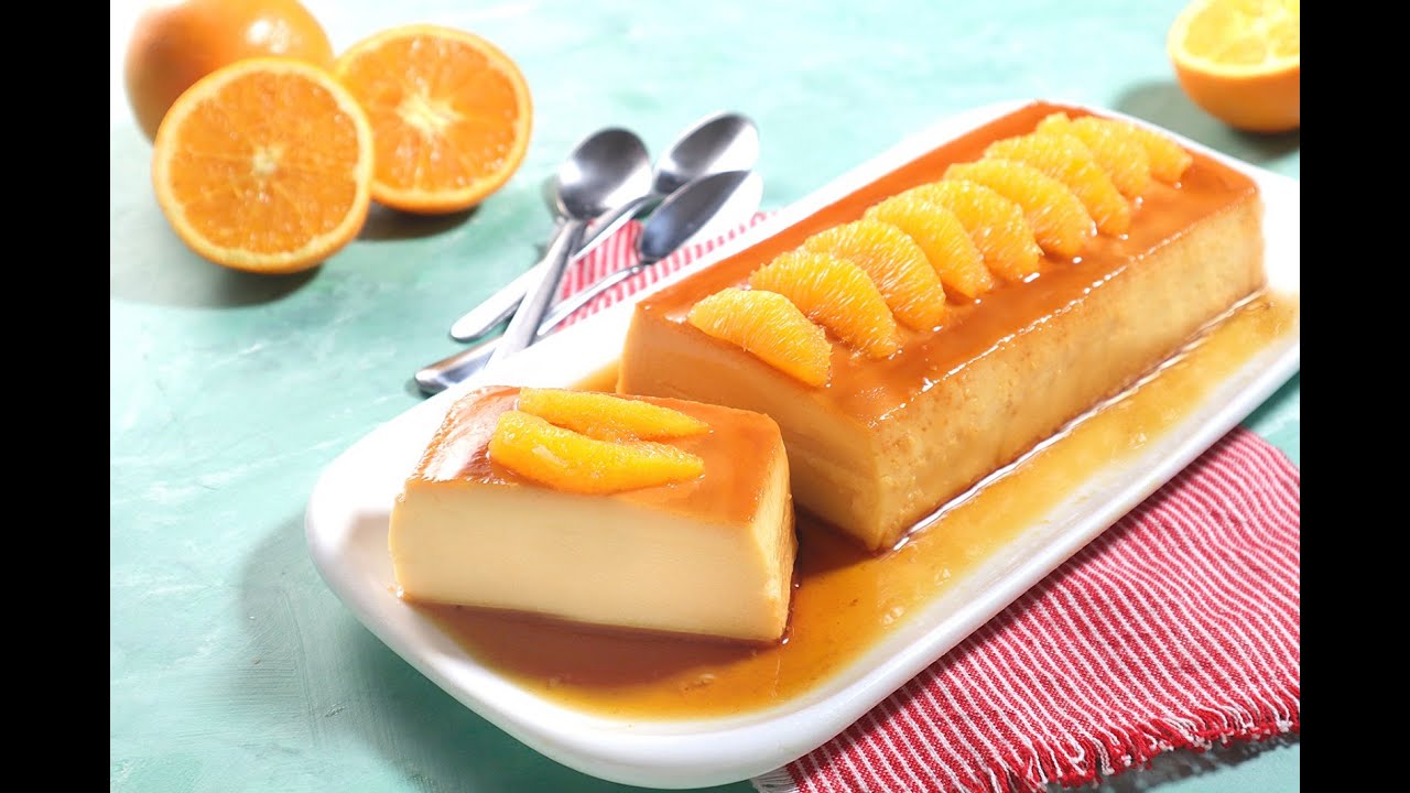 Preparación de flan de naranja y leche condensada sin necesidad de horno