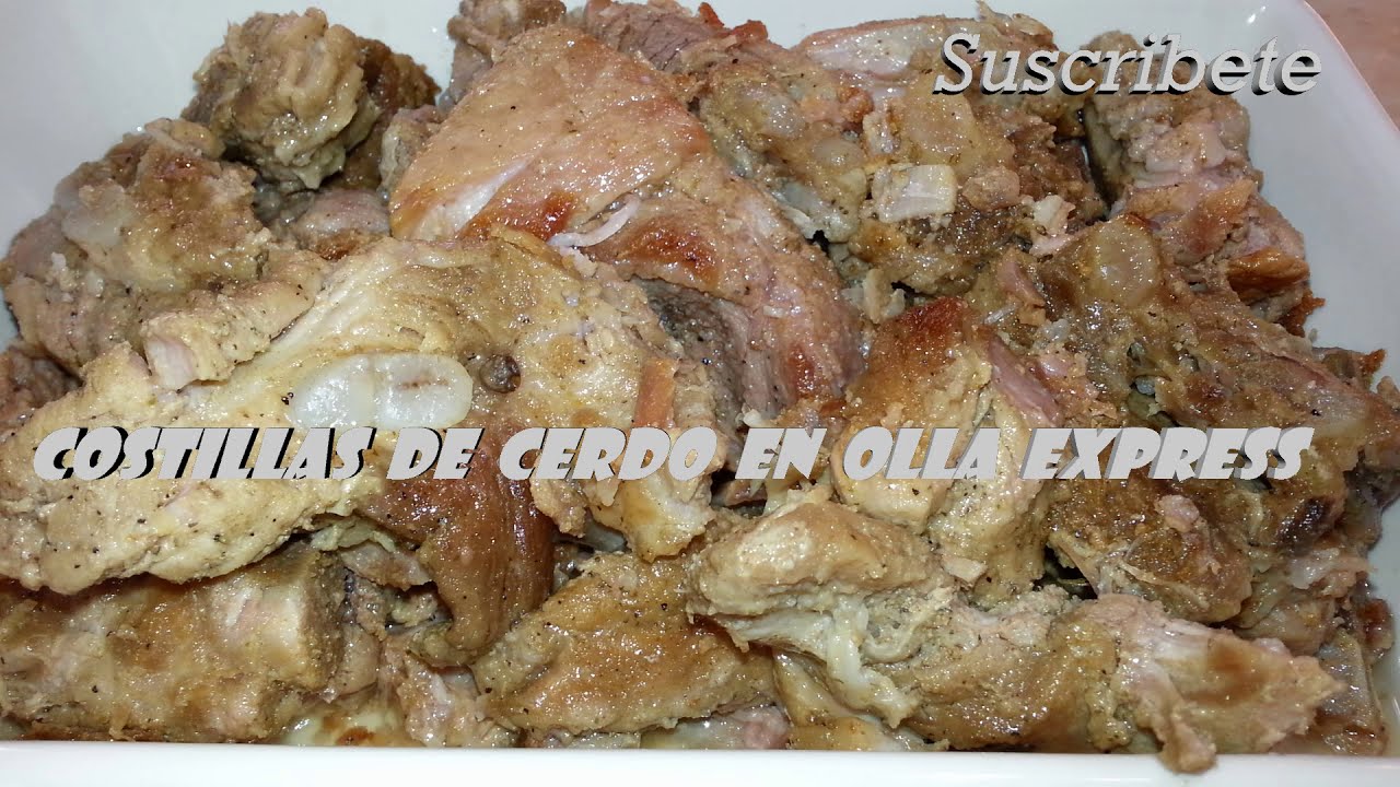 costilla de cerdo en olla a presion