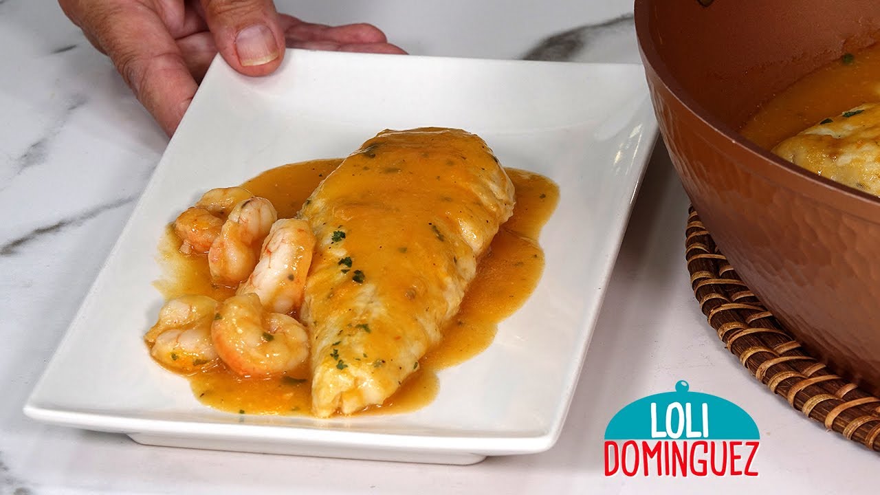 Merluza con gambas en salsa de pil pil