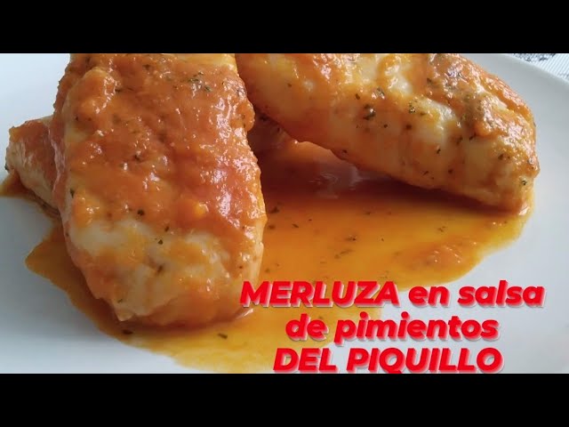 Merluza con salsa de pimientos del piquillo