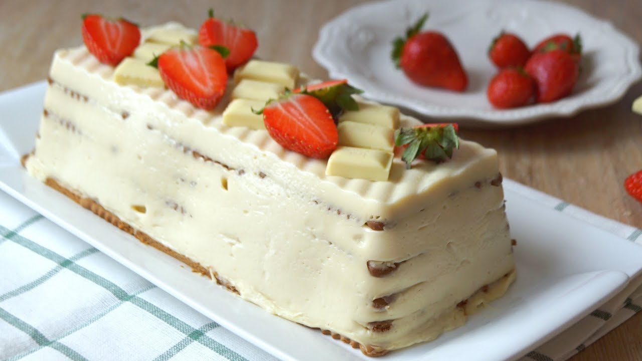 Pastel de chocolate blanco y galleta