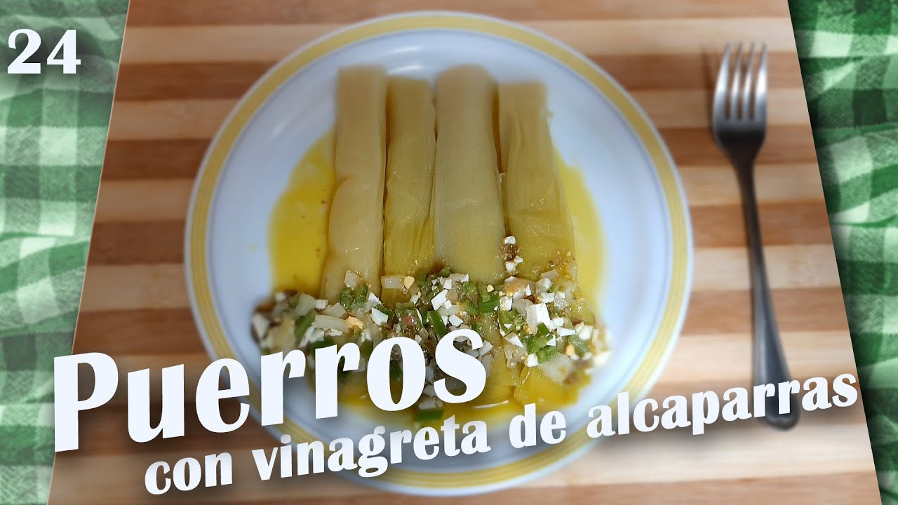 Puerros a la parrilla con aderezo de vinagreta