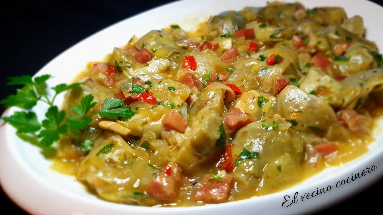 Receta de alcachofas en conserva con jamón