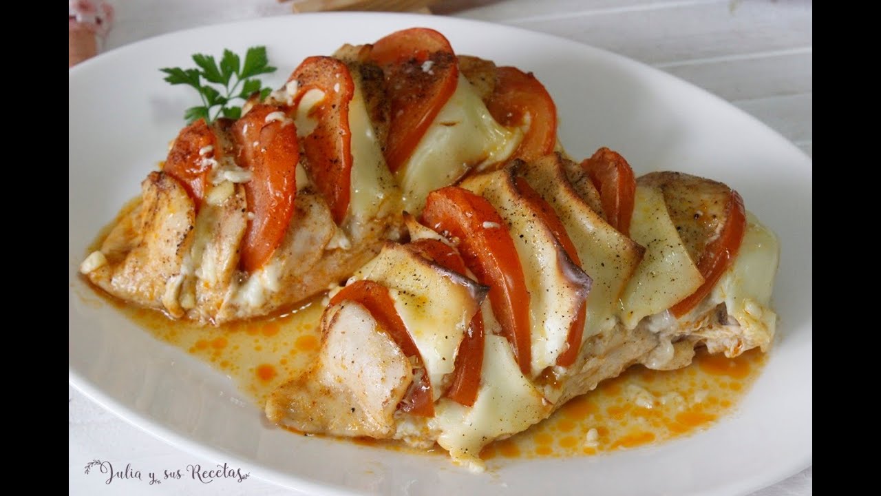 Receta de pechuga de pollo horneada con tomate y queso