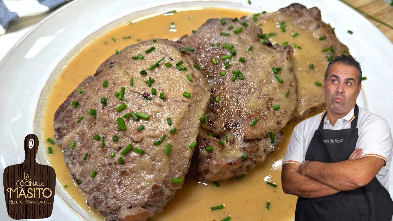 Solomillo de ternera con salsa de cebolla