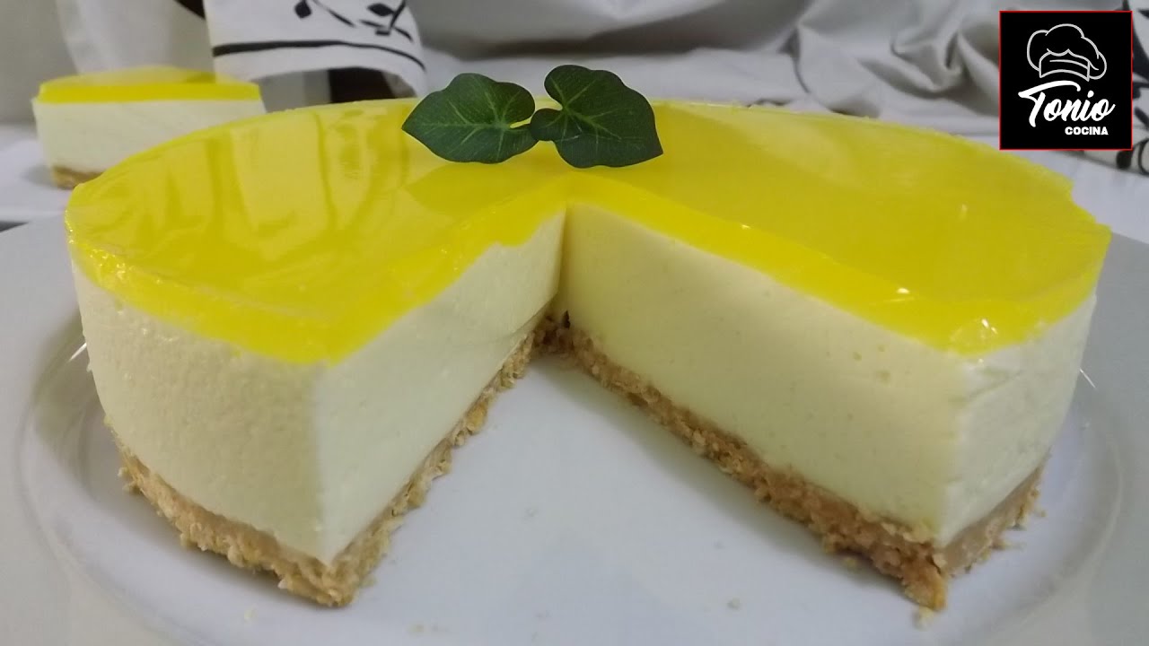 Tarta de queso fría con gelatina de limón