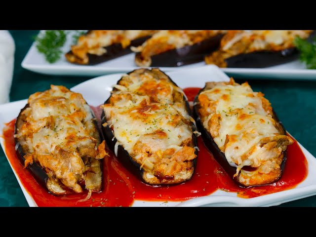 Berenjenas rellenas de atún y champiñones