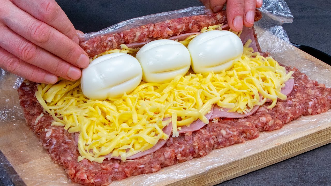 Carne picada al horno con huevo: ¡un delicioso rollo casero!