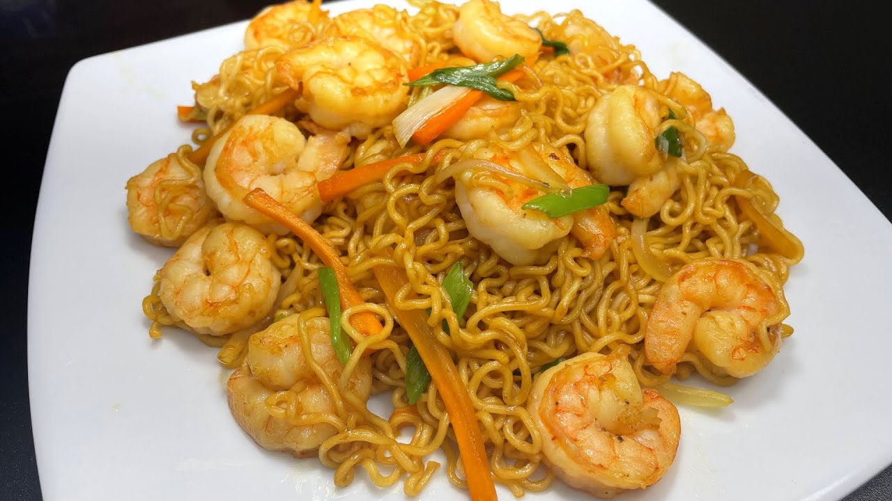 Fideos de camarón al estilo chino