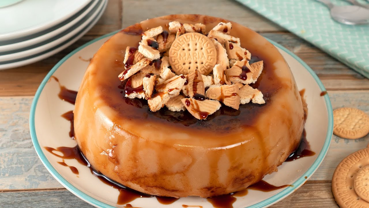 Flan de galletas María hecho en el microondas