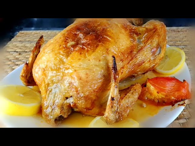 Pollo al horno entero con limón