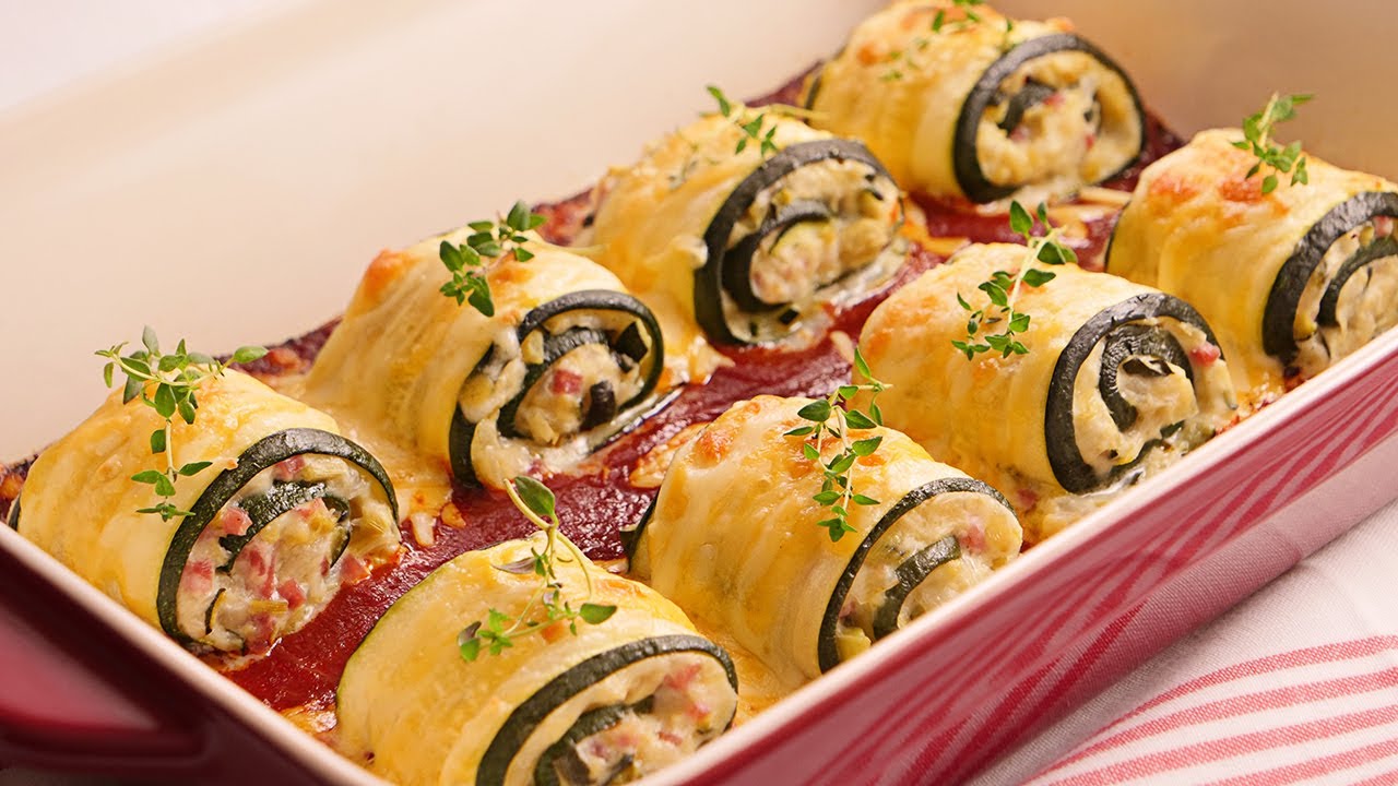 Rollitos de calabacín con relleno de atún