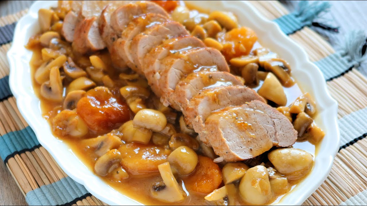 Solomillo de cerdo en salsa de cerveza con guarnición de patatas