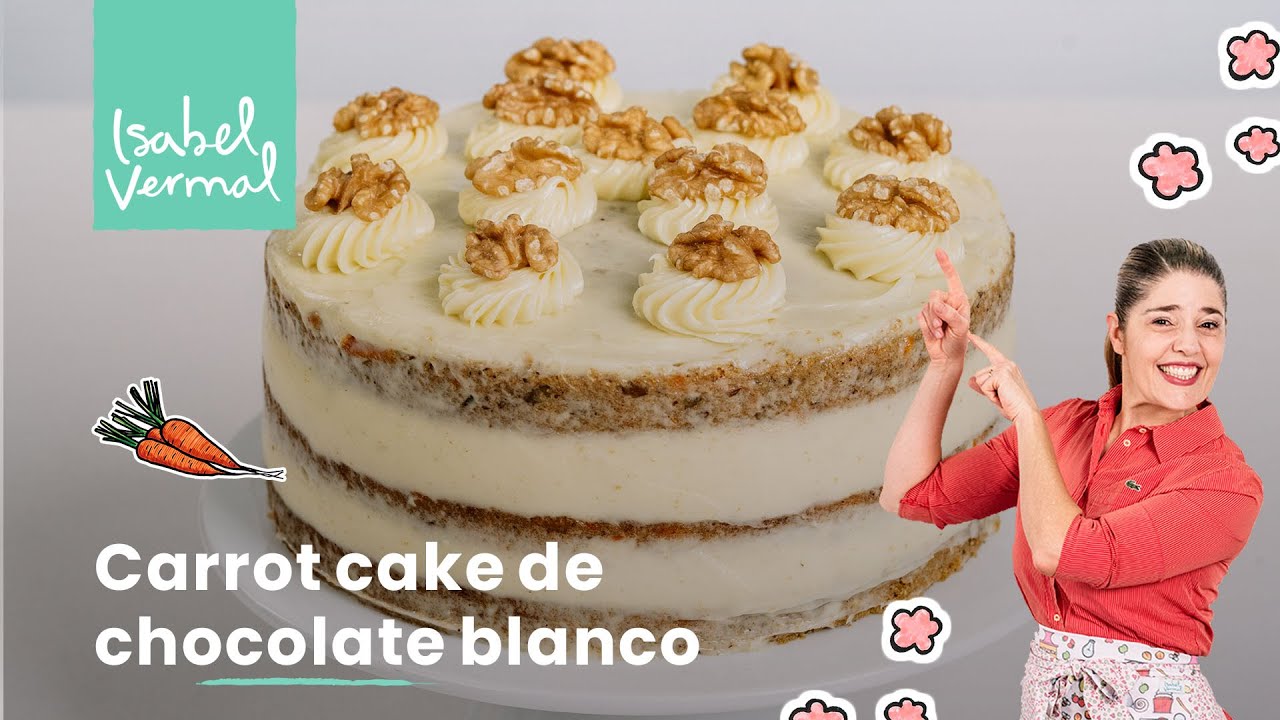 Tarta de zanahoria con cobertura de chocolate blanco