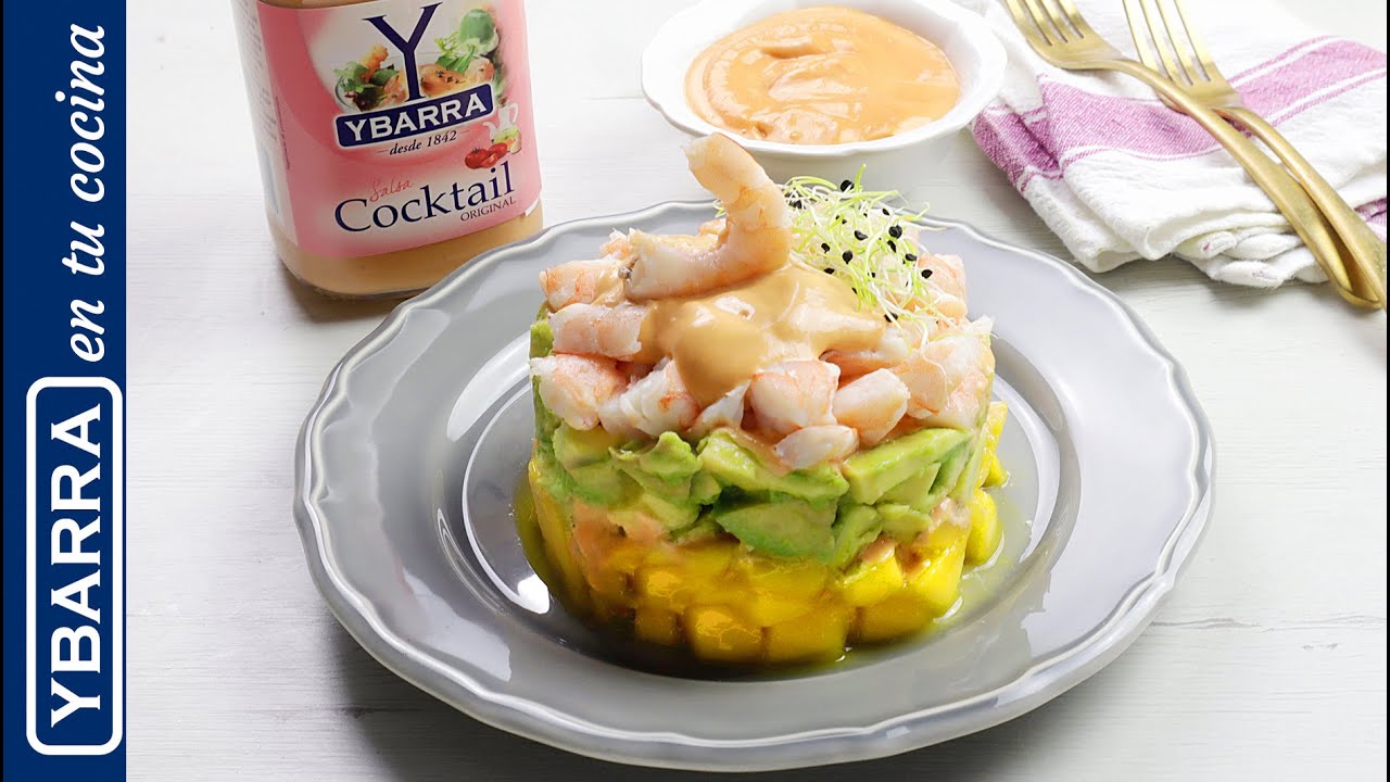 Tartar de gambas con aguacate y mango