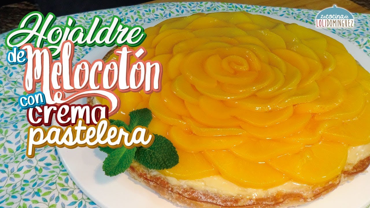 Deliciosa tarta de melocotón con crema pastelera