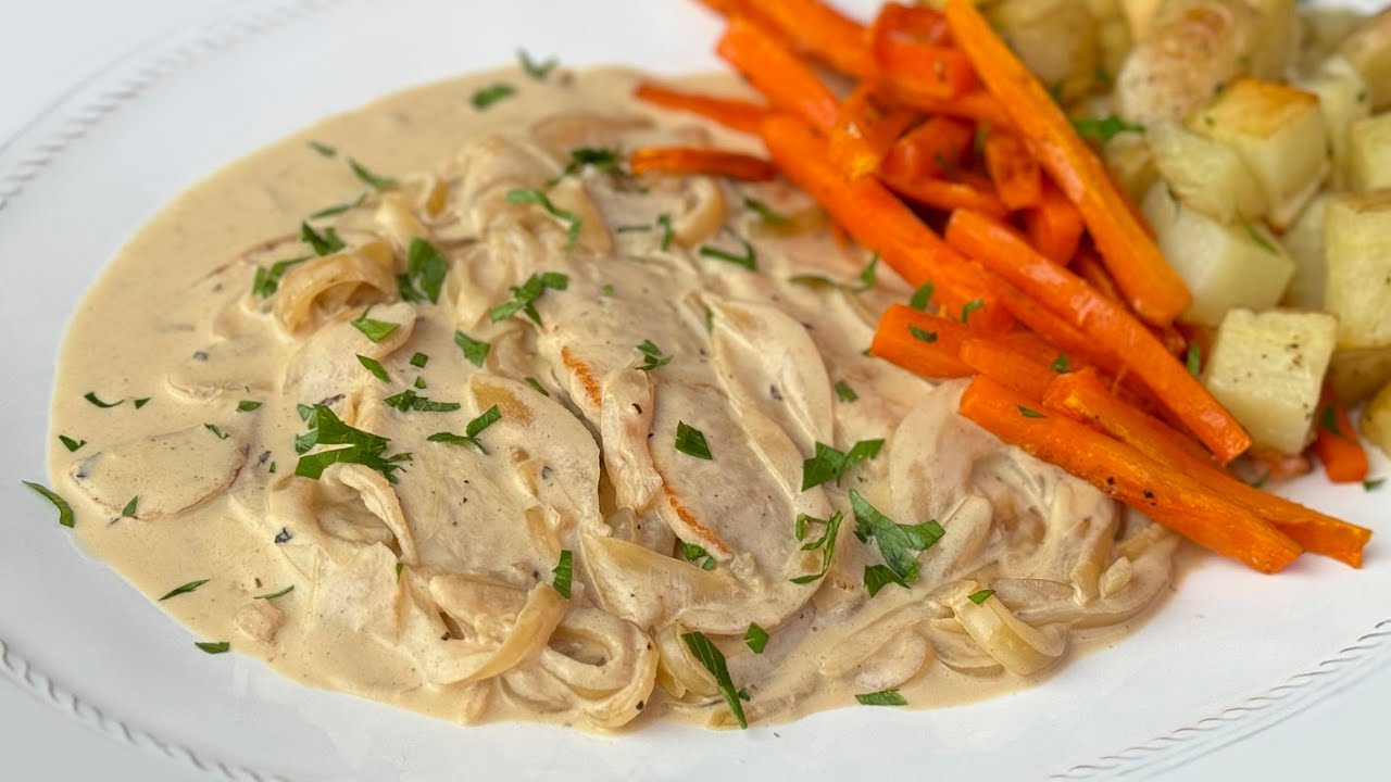 Lomo de cerdo con salsa de cebolla