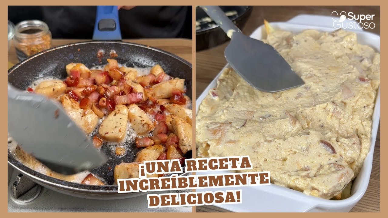 Patatas fritas con crema y tocino