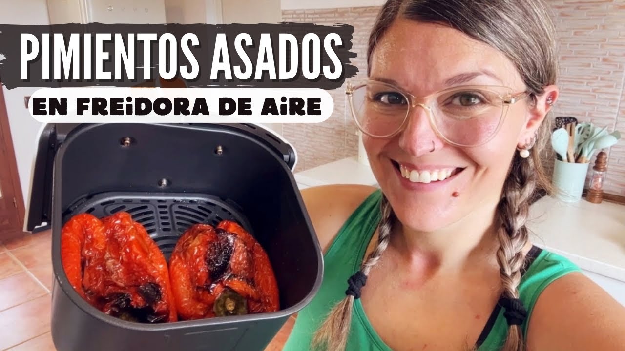 Pimientos rojos asados al aire en lugar de en freidora con aceite