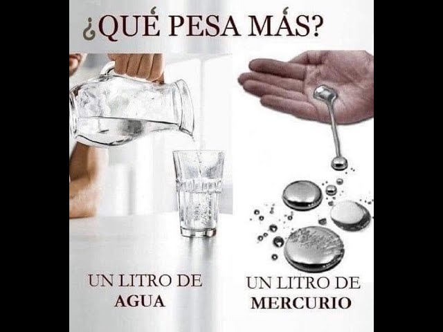 ¿Cuánto pesa un litro de mercurio?