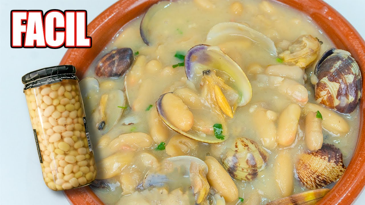 Alubias blancas en lata con gambas y almejas