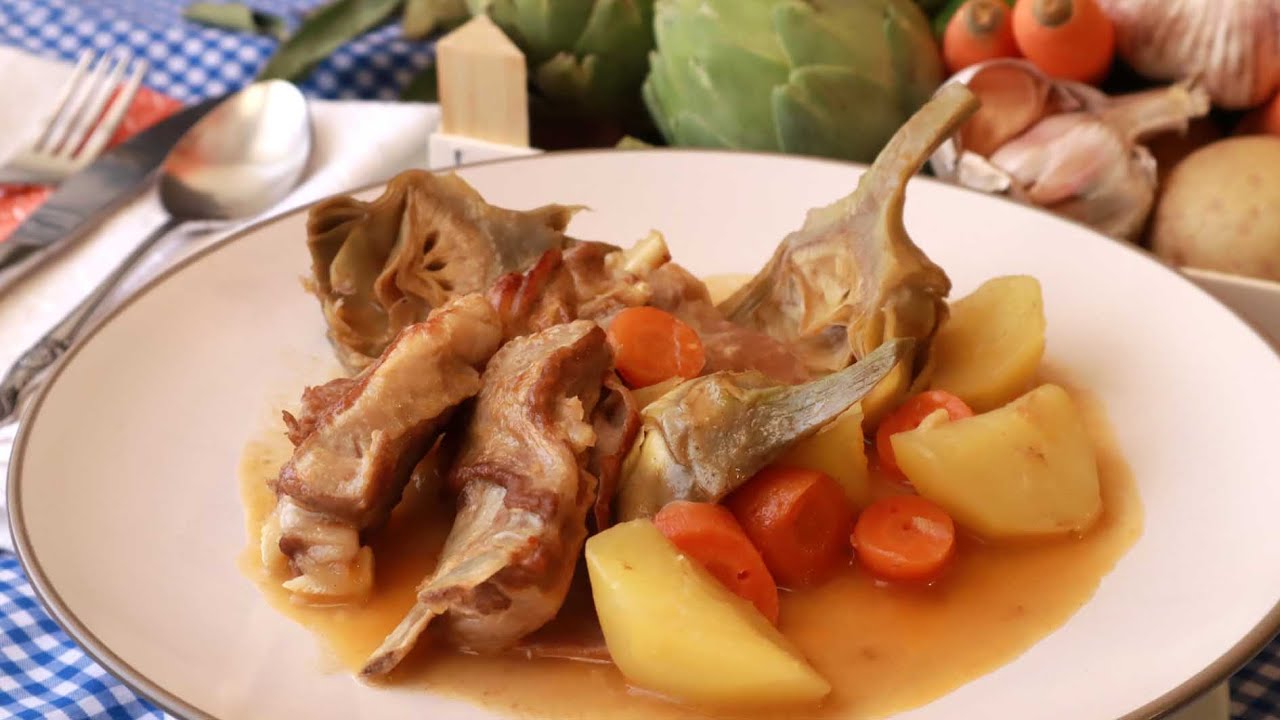 Estofado de cordero con alcachofas y patatas