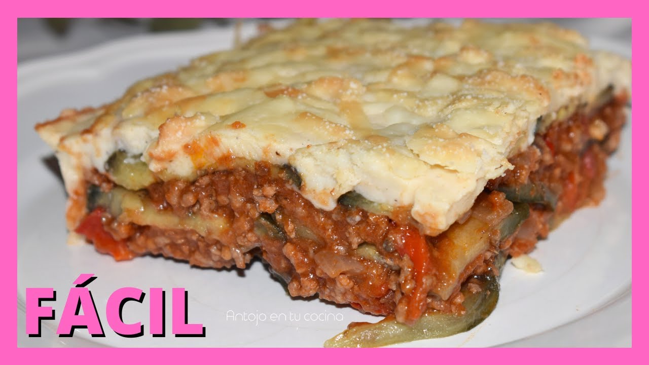 Lasaña de berenjena y carne picada sin salsa de bechamel