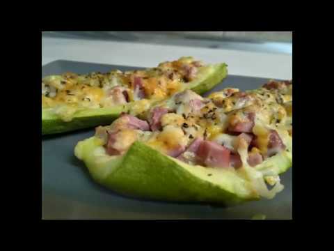 Preparación de calabacín relleno de jamón y queso en microondas