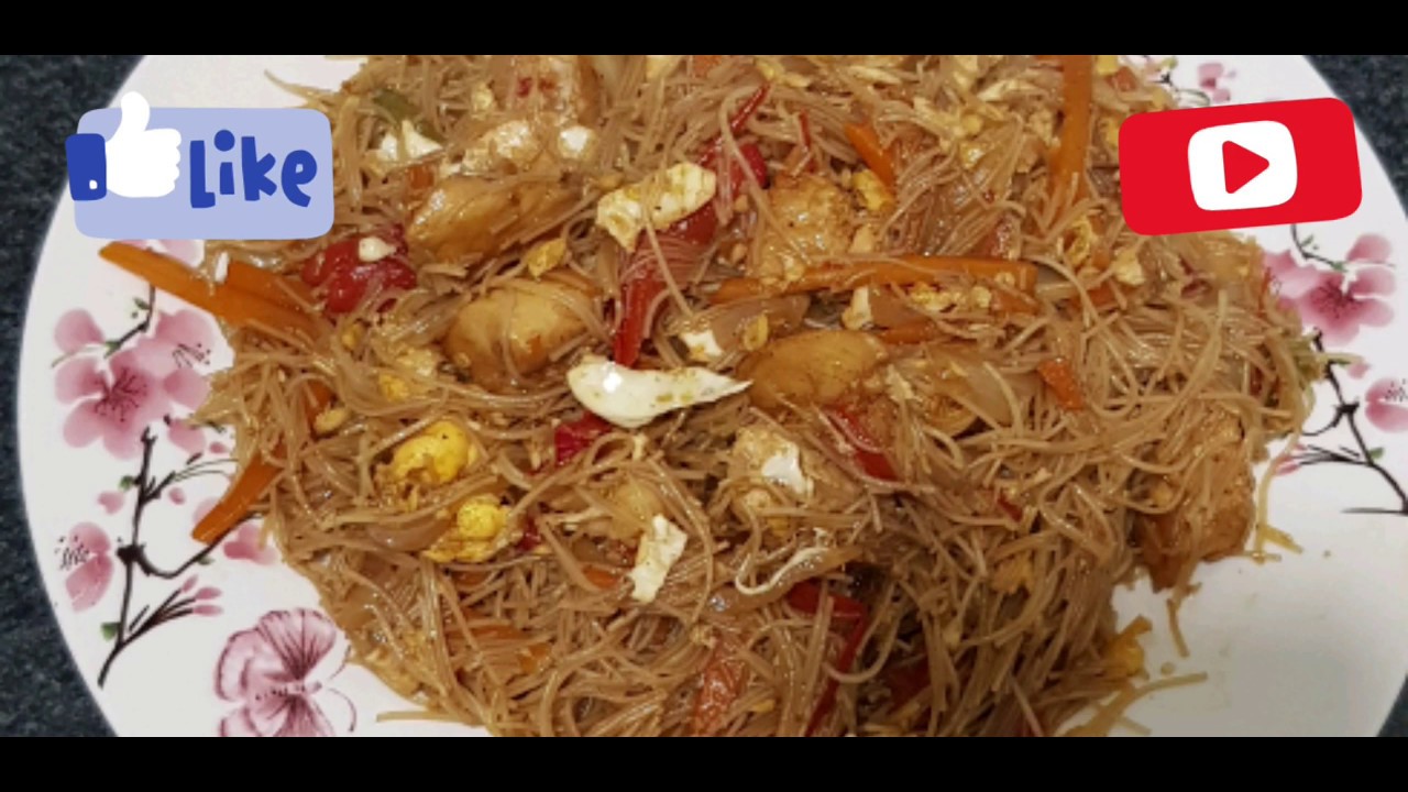 Fideos Chinos con Gambas y Pollo