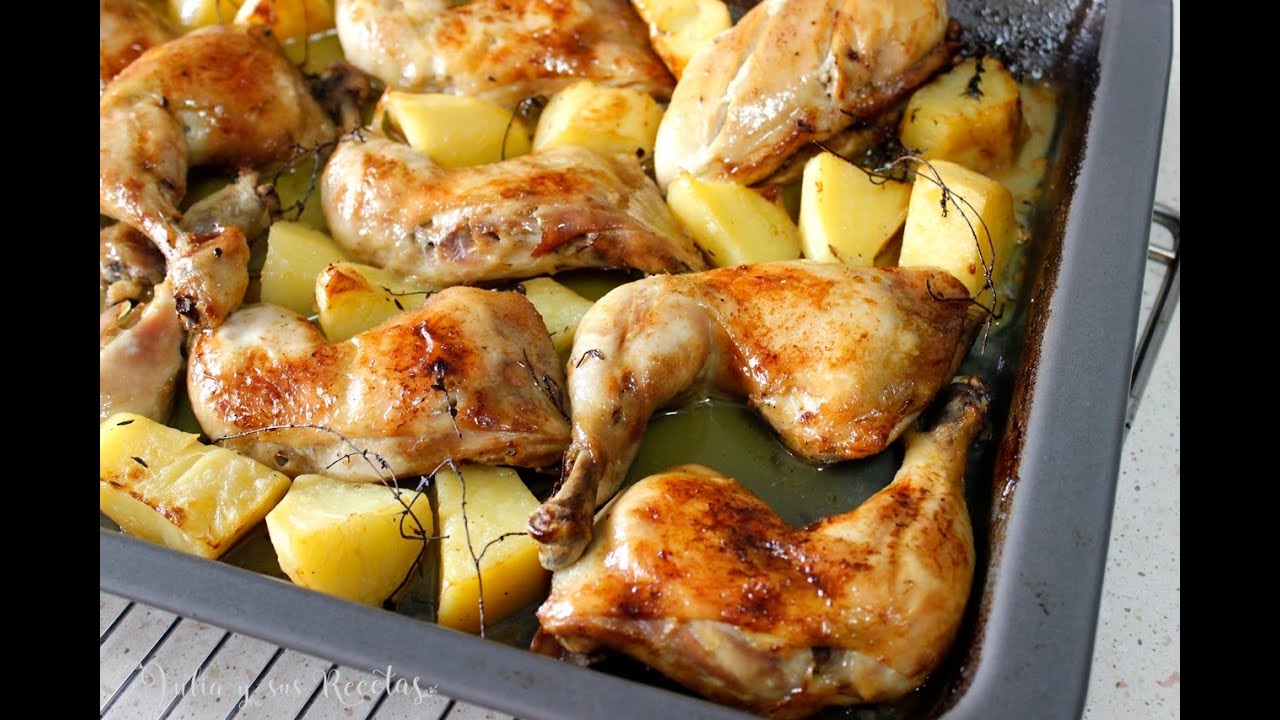 Pollo asado troceado con limón