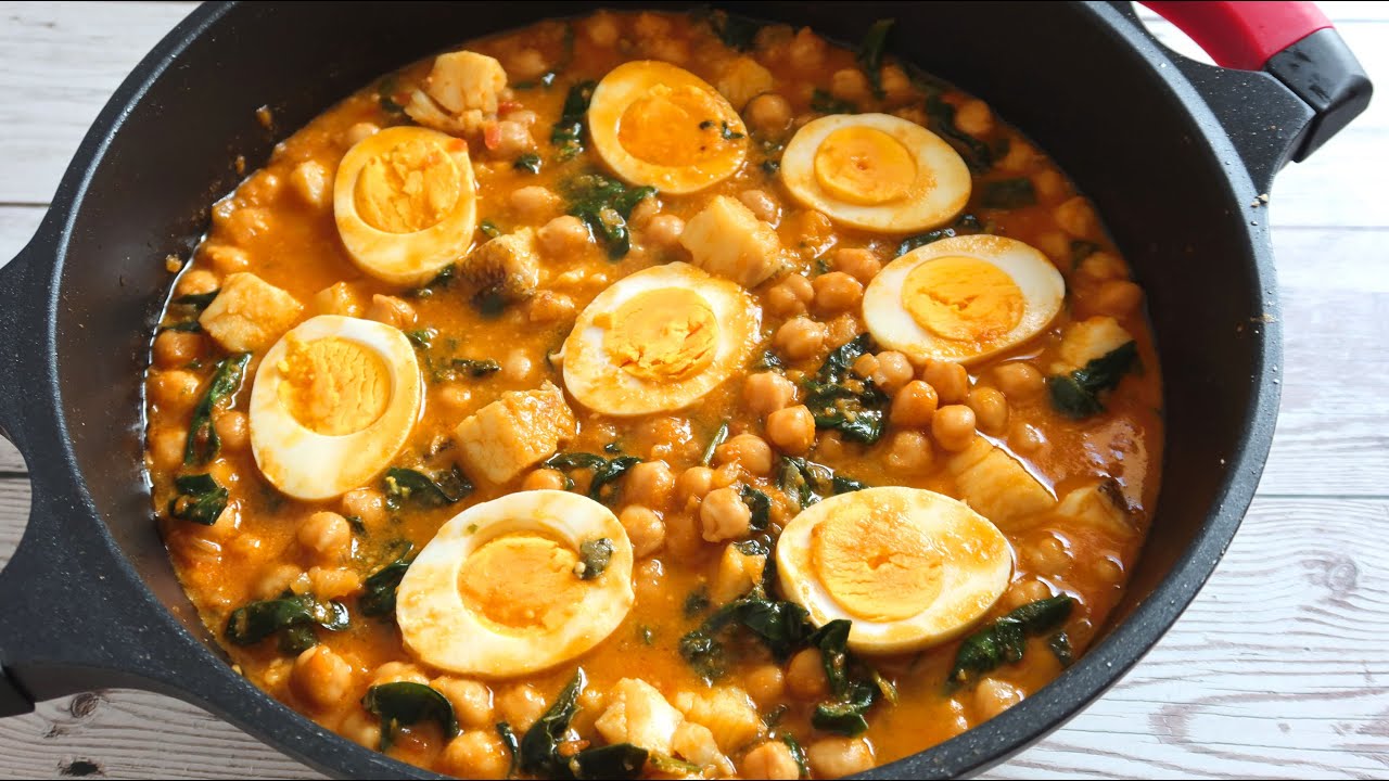 Potaje de vigilia con garbanzos en conserva
