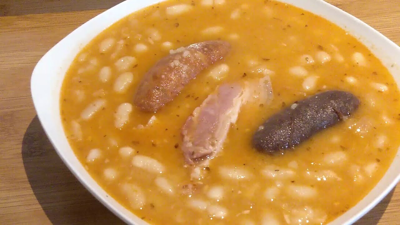 Preparando judías blancas con compango en olla rápida