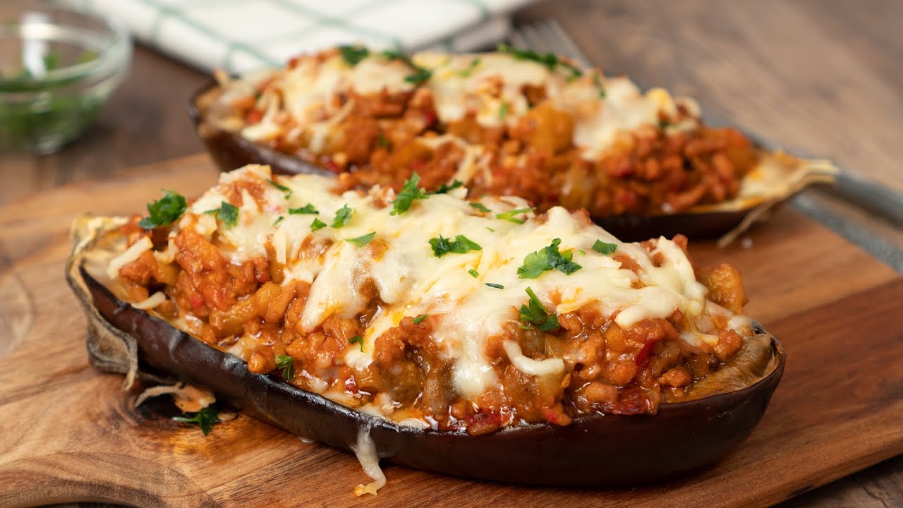 Receta de Javi: Berenjenas rellenas de carne