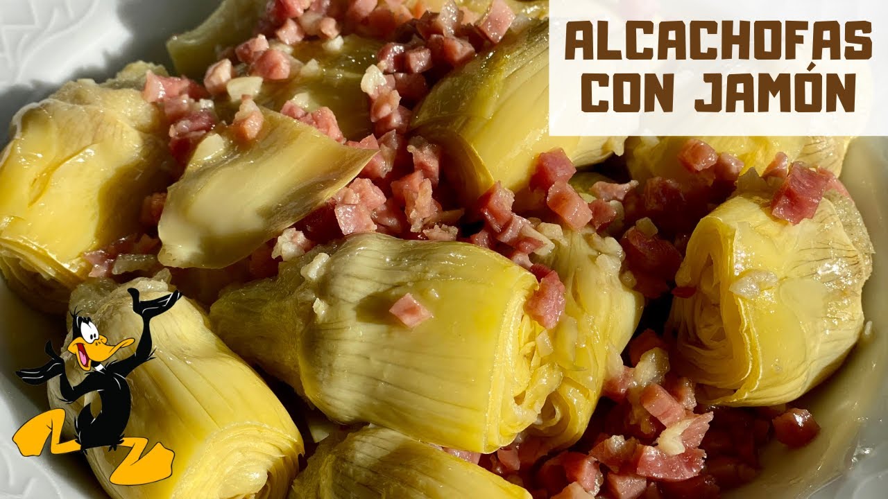 Receta de alcachofas de bote con jamón y huevo