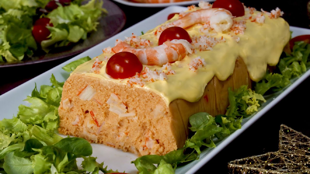 Tarta de langostinos y palitos de cangrejo