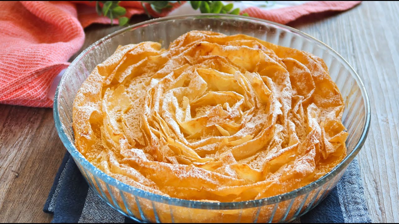 Tarta de masa filo con crema pastelera